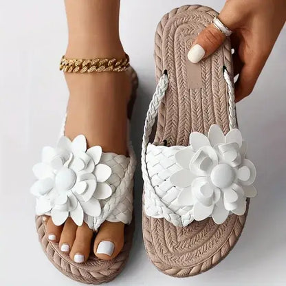 Women's Elegant Rhinestone Flower Flat Sandals