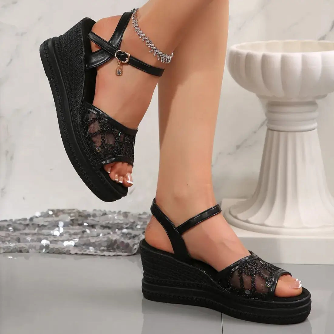 Women's Adjustable Wedge Platform Sandals